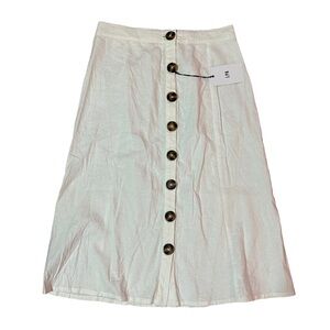 LPA NWT Button Up White Midi Skirt Size M